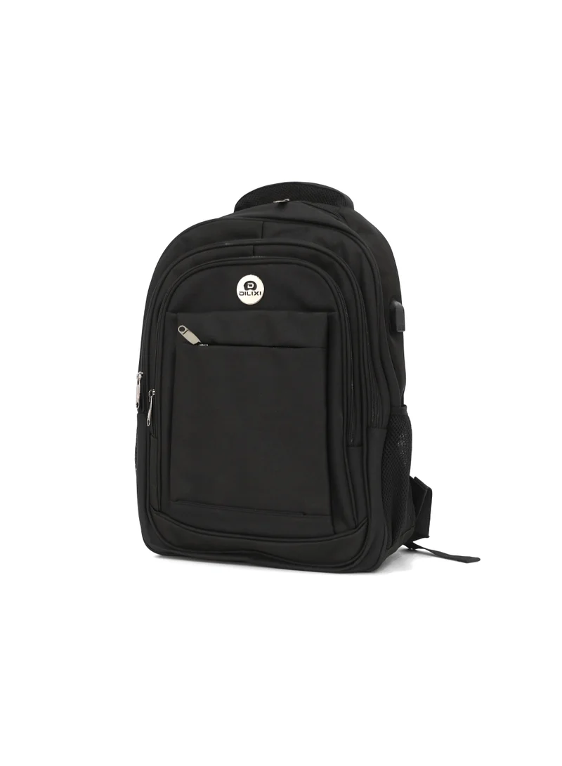 ديليكسي DILIXI Durable Unisex Laptop Backpack with USB Charging Port, Multi-Pocket Business & Travel Daypack, Water-Resistant Black School Bag