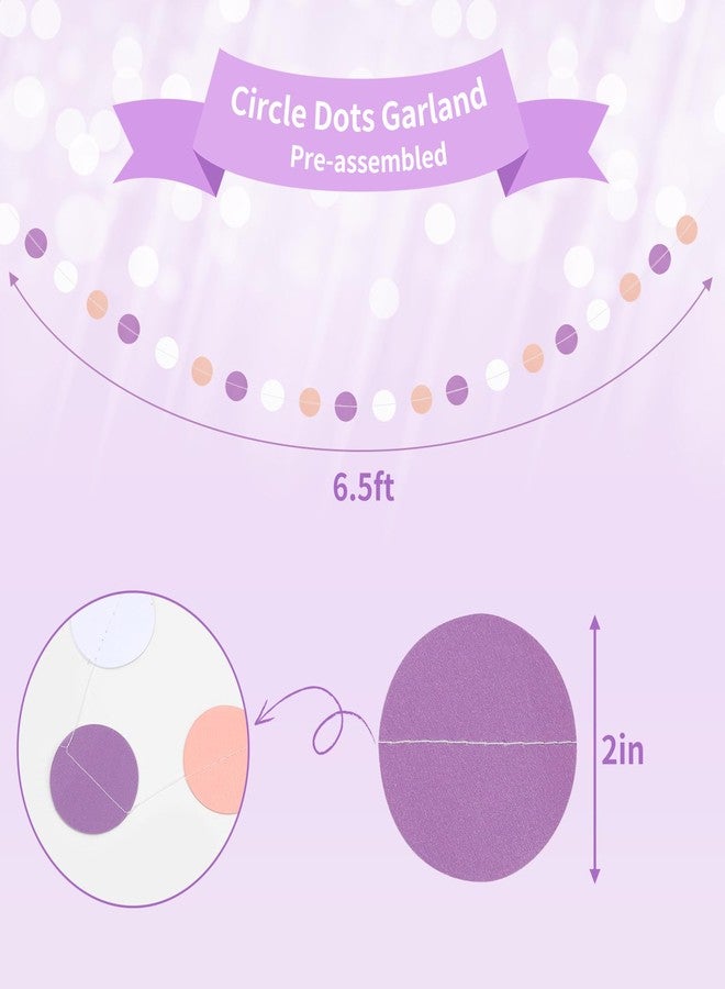 RUBFAC Purple Pink Birthday Party Decorations Set With Happy Birthday Banner, Tissue Paper Pompoms, Tassel Garland, and Circle Dots Garland for Women Girls - Image 4