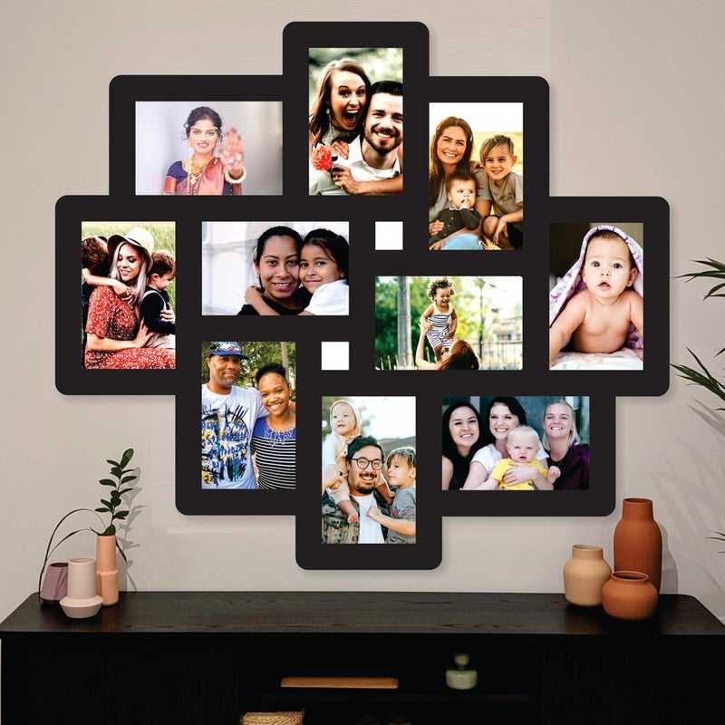 Creative Arts n Frames إطار صور متعدد الصور الخشبي الكبير بدون وصلات لتزيين المنزل، هدية (إطار صور 9 صور بحجم 4x6 بوصة 23.5X23.5) - Image 1