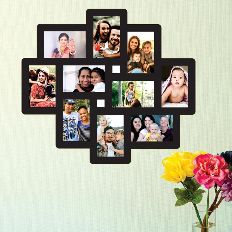 Creative Arts n Frames إطار صور متعدد الصور الخشبي الكبير بدون وصلات لتزيين المنزل، هدية (إطار صور 9 صور بحجم 4x6 بوصة 23.5X23.5) - Image 2