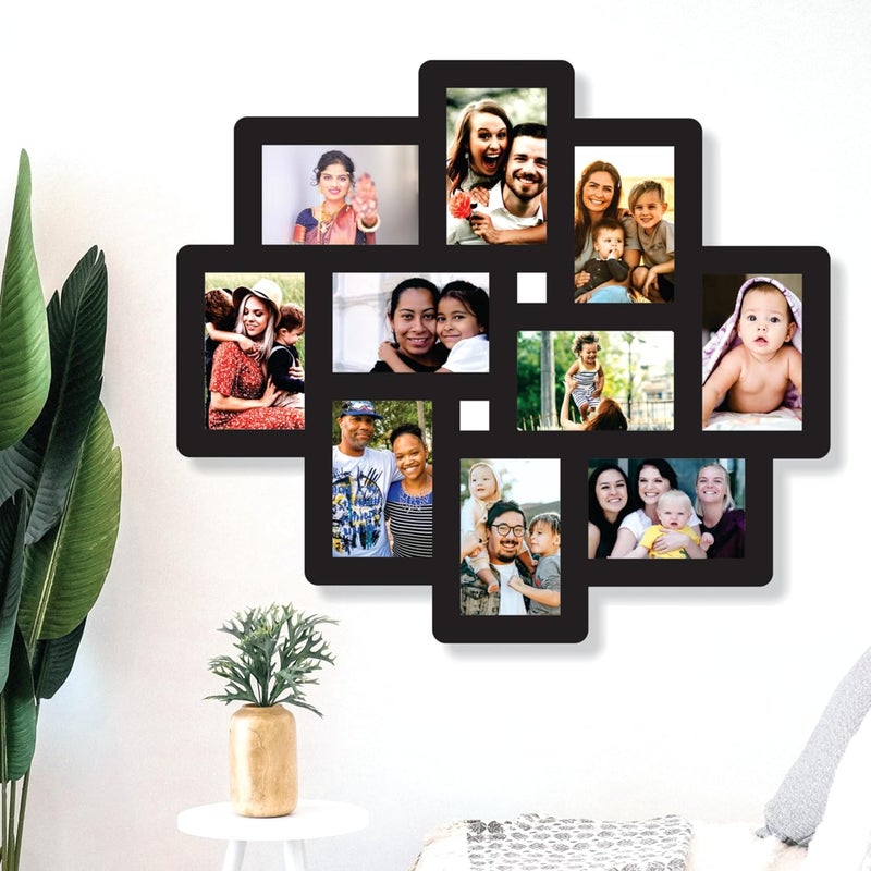 Creative Arts n Frames إطار صور متعدد الصور الخشبي الكبير بدون وصلات لتزيين المنزل، هدية (إطار صور 9 صور بحجم 4x6 بوصة 23.5X23.5) - Image 3