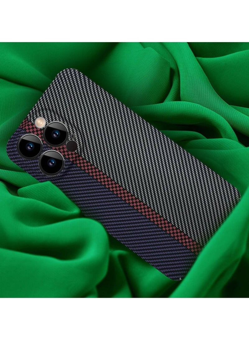 CATANES iPhone 12 Pro Max Carbon Case Unique Design Mixed Amazing Color Aramid Carbon Fiber Phone Case Blue  - Image 3