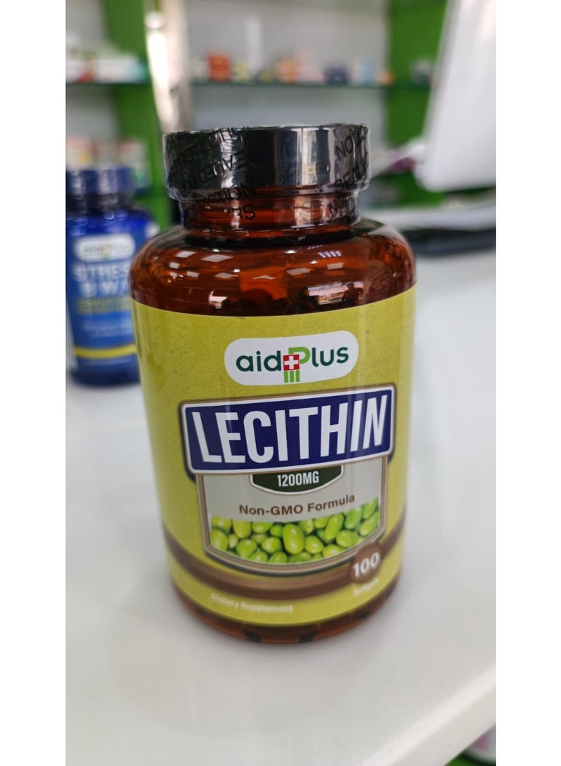 aidPlus Lecithin Supplement, 1200mg, Non-GMO Formula, 100 Softgels