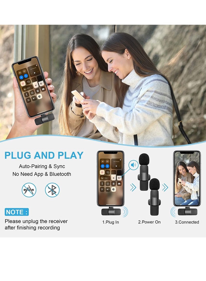 ميكروفون لافاليير لاسلكي للآيفون والآيباد، ميكروفون لاسلكي Plug Play لتسجيل البث المباشر على اليوتيوب وتيك توك وفيسبوك، - Image 3