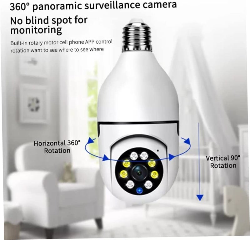 SIOVS SIOVS WiFi 1080p HD Bulb Light Wireless IP CameraFish Eye 360 Degree Panoramic Mini Lamp IR CCTV Home Security Camera  - Image 2