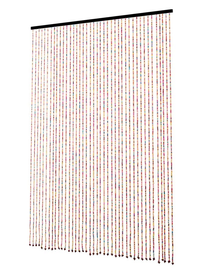 ستارة باب خشبية طبيعية مزينة بالخرز من الخيزران، 41 خيطًا بألوان قوس قزح، بنمط هيبي بوهو بوهيمي، مقاس 36 بوصة × 79 بوصة (قوس قزح). - Image 5