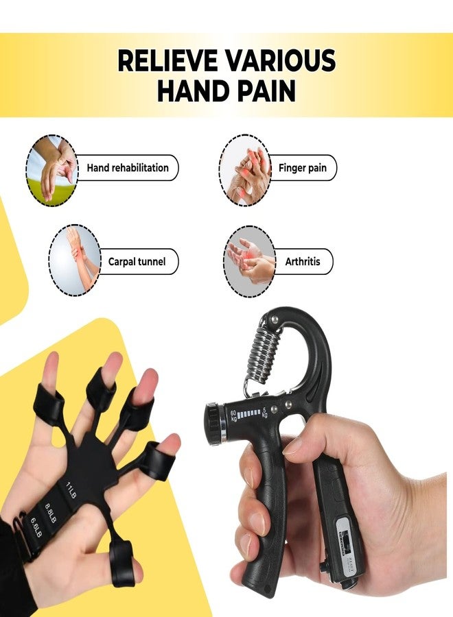 Xyno Adjustable Hand & Finger Gripper Combo with Counter | Resistance Grip Strength Trainer & Finger Exerciser | Forearm, Wrist & Hand Workout Tool for Men & Women | Home Gym Fitness Equipment - Image 3