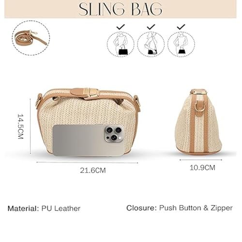 SIBY Straw Crossbody Bag with Adjustable Faux Leather Strap – Lightweight Summer Shoulder Bag for Women – Stylish Casual Purse for Beach, Travel, Everyday Use - Image 3