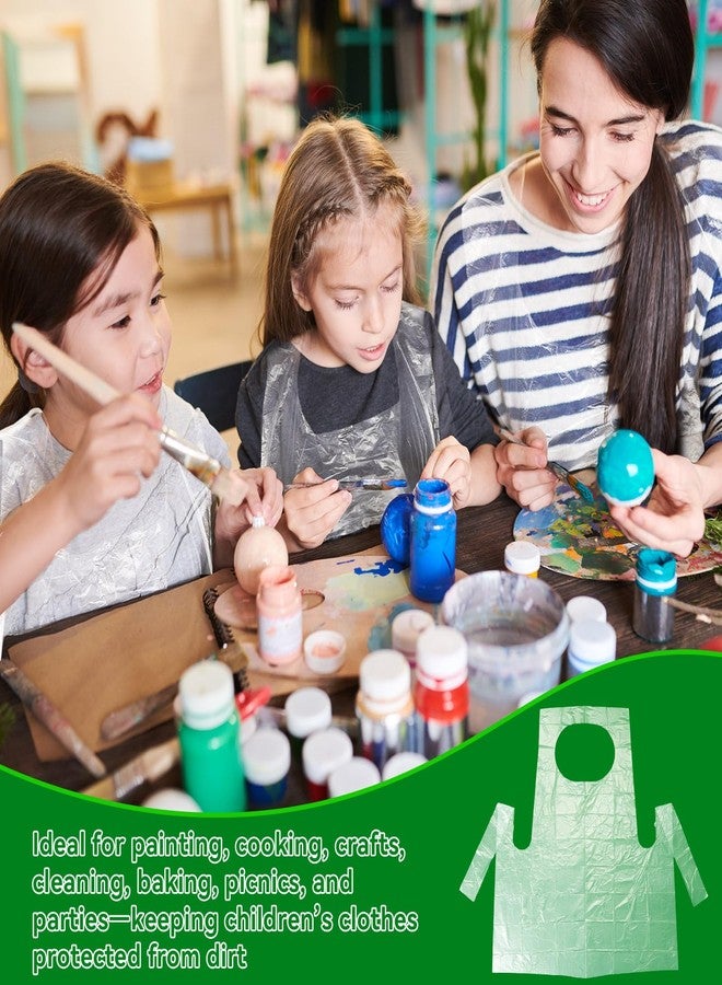 JOLYEAK 100 Pieces Disposable Aprons for Kids 21.65×25.59 Inches Disposable Waterproof Smocks for Toddlers Plastic Aprons for Painting, Cooking - Image 5