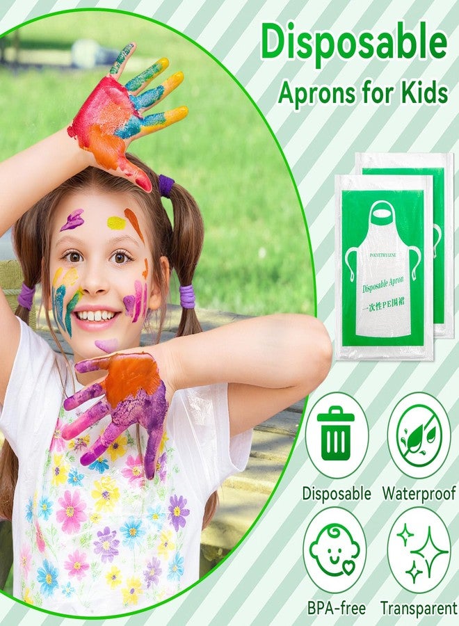 JOLYEAK 100 Pieces Disposable Aprons for Kids 21.65×25.59 Inches Disposable Waterproof Smocks for Toddlers Plastic Aprons for Painting, Cooking - Image 3