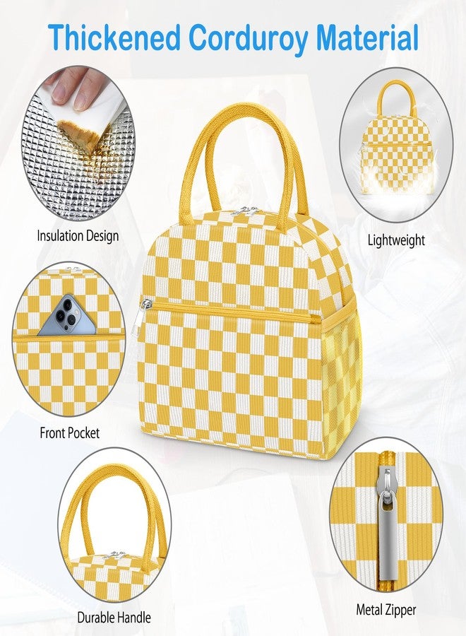 DALINDA Corduroy Lunch Bag Lunch Box for Women Men,Cute Insulated Lunch Bags,Water-Resistant Cute Cooler Lunch Tote Bag, Reusable LunchBox Large Capacity for Work Travel Picnic Beige - Image 2