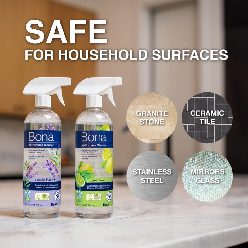Bona All-Purpose Cleaner - Lime Basil Scent - 24 fl oz - Household Cleaner Cuts Through Tough Grease & Grime - Safe for Household Surfaces - Image 5