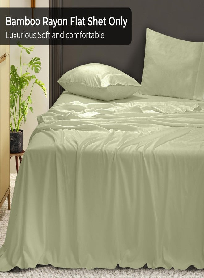 Royale Linens Bamboo Viscose Twin Flat Sheets Only - Cooling Sheets - Organic Viscose Derived from Bamboo - Flat Sheet Only - Top Sheet - Breathable & Silky Bedding (Twin, Sage Green) - Image 5