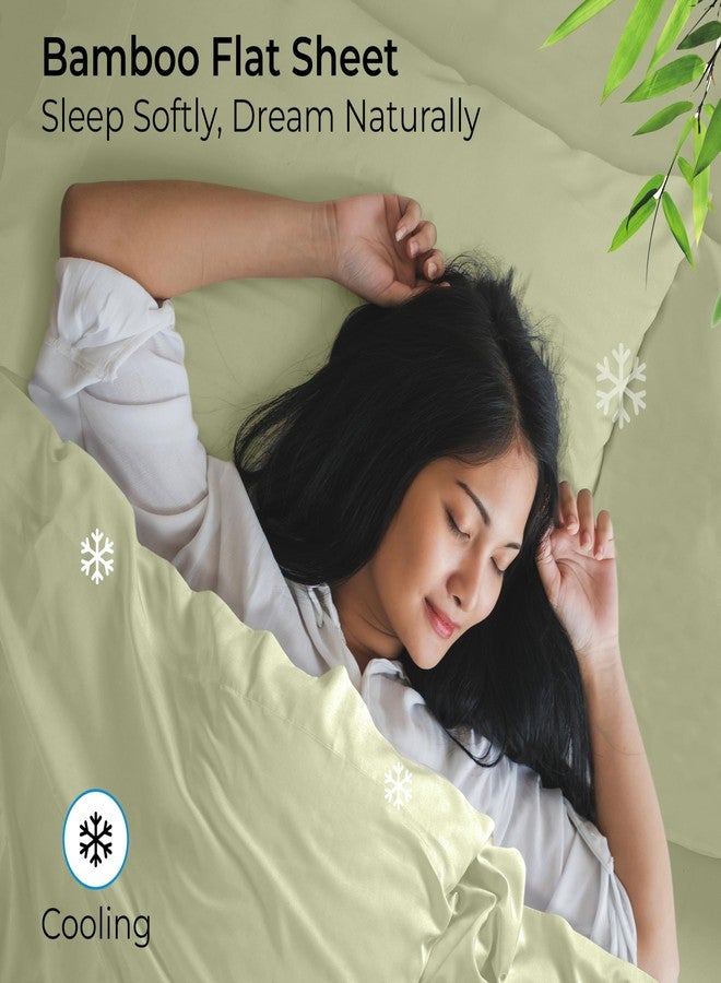 Royale Linens Bamboo Viscose Twin Flat Sheets Only - Cooling Sheets - Organic Viscose Derived from Bamboo - Flat Sheet Only - Top Sheet - Breathable & Silky Bedding (Twin, Sage Green) - Image 3