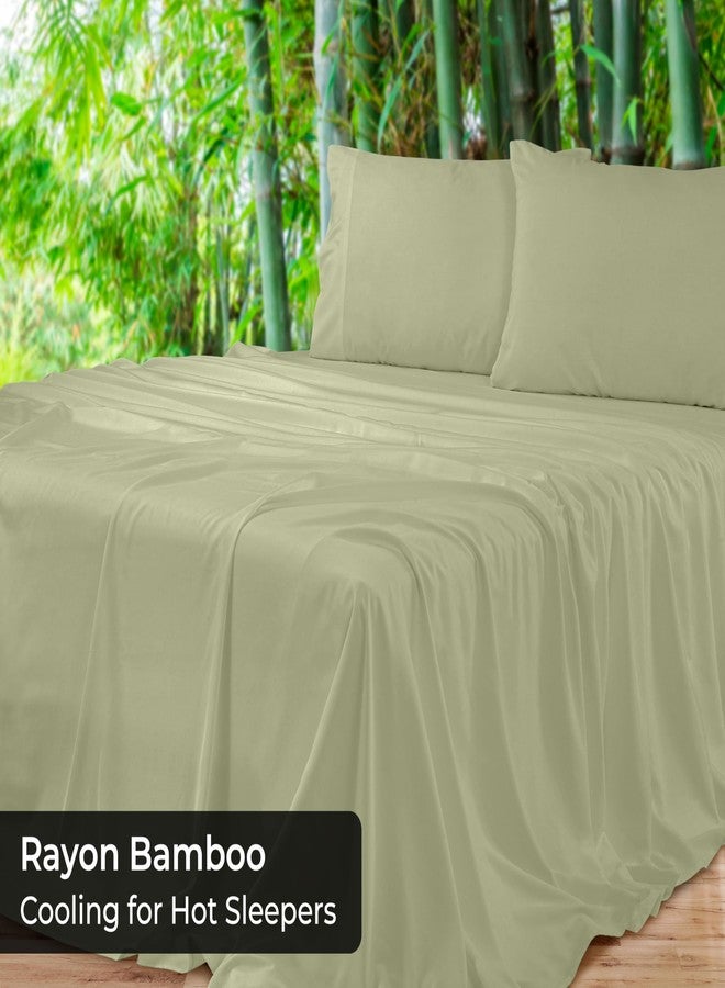 Royale Linens Bamboo Viscose Twin Flat Sheets Only - Cooling Sheets - Organic Viscose Derived from Bamboo - Flat Sheet Only - Top Sheet - Breathable & Silky Bedding (Twin, Sage Green) - Image 2