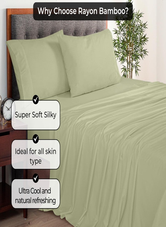 Royale Linens Bamboo Viscose Twin Flat Sheets Only - Cooling Sheets - Organic Viscose Derived from Bamboo - Flat Sheet Only - Top Sheet - Breathable & Silky Bedding (Twin, Sage Green) - Image 4