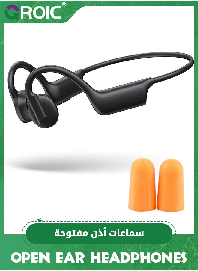 GROIC Black Open Ear Headphones Bluetooth 5.3 Bone Conduction Wireless Headphones, New True Wireless Sports Earbuds Fast Charging 12HRS Playtime, IPX5 Waterproof Earphones for Sports Workouts  - Image 1