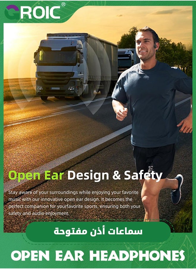 GROIC Black Open Ear Headphones Bluetooth 5.3 Bone Conduction Wireless Headphones, New True Wireless Sports Earbuds Fast Charging 12HRS Playtime, IPX5 Waterproof Earphones for Sports Workouts  - Image 4