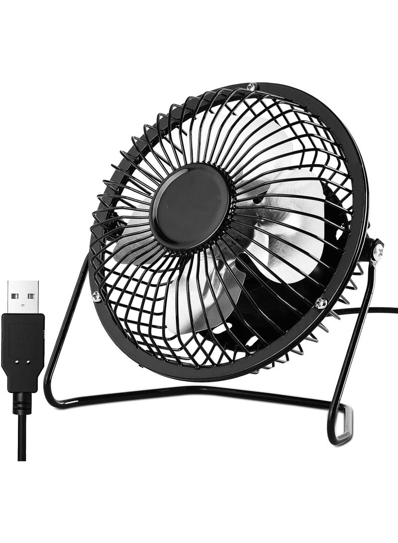 Mini USB Desk Fan, 6-Inch Metal Quiet Fan with 360° Rotation – Brushless Motor – Portable for Home & Office – Black - Image 2