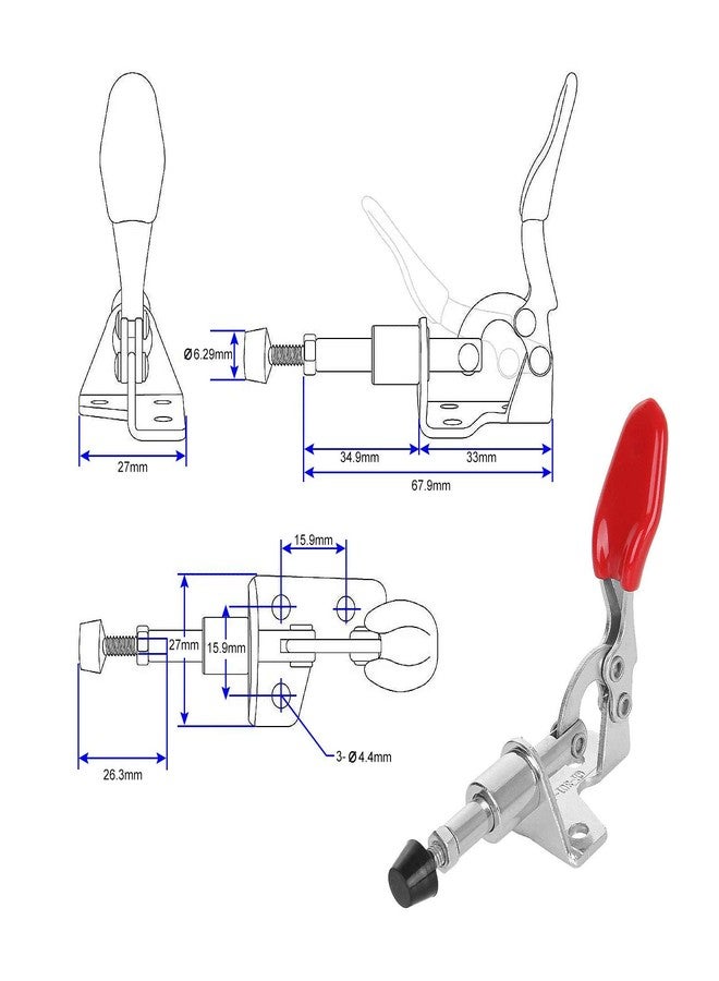 FengWu 10 PCS Pull Latch 301AM Adjustable Toggle Clamp Stroke Clamp Push Pull Toggle Clamp Quick Release Hand Tool Holding Capacity Toggle Latch for Welding, Woodworking - Image 2