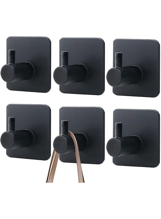 Adhesive Hook,6 Pack Heavy Duty Wall Hooks,Stainless Steel Towel Hooks Bathroom Coat Hook Self-Adhesive Wall Mounted Hook for Bathroom Kitchen - Image 1