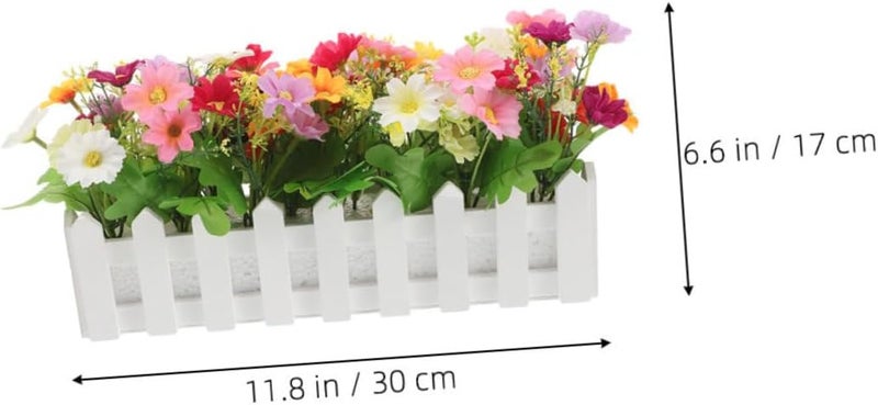 Artificial Chamomile Fence Plant Basket, 2pcs Potted Fake Flowers with Mixed Colors, Plastic Greenery Pot for Indoor Outdoor Garden Porch Wedding Décor Random Color - Image 2