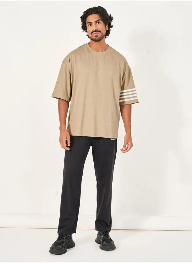 Styli Striped Sleeve Boxy Fit Compact Jersey T-Shirt