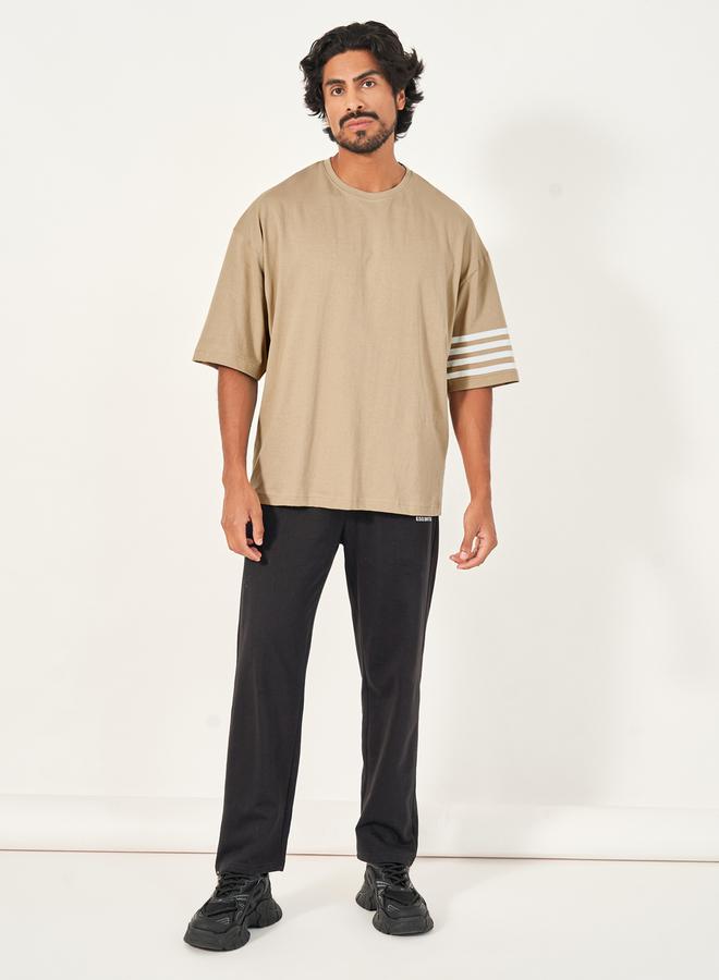 Styli Striped Sleeve Boxy Fit Compact Jersey T-Shirt  - Image 2