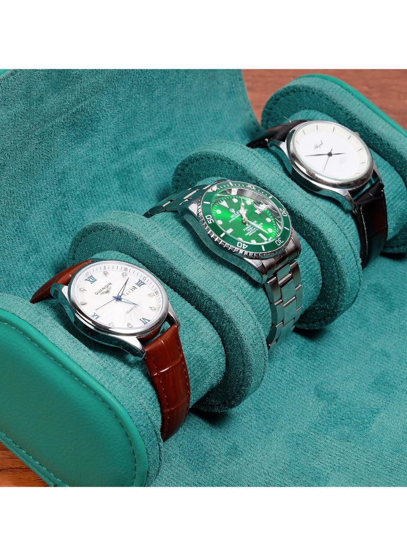 Watch Roll Travel Case, Handcrafted Full-Grain Leather Watch Storage  Organizer with Removable Pillows, for Men  Women, Ideal Gift for Anniversary, Birthday, or Travel (3 Slot) - Image 3
