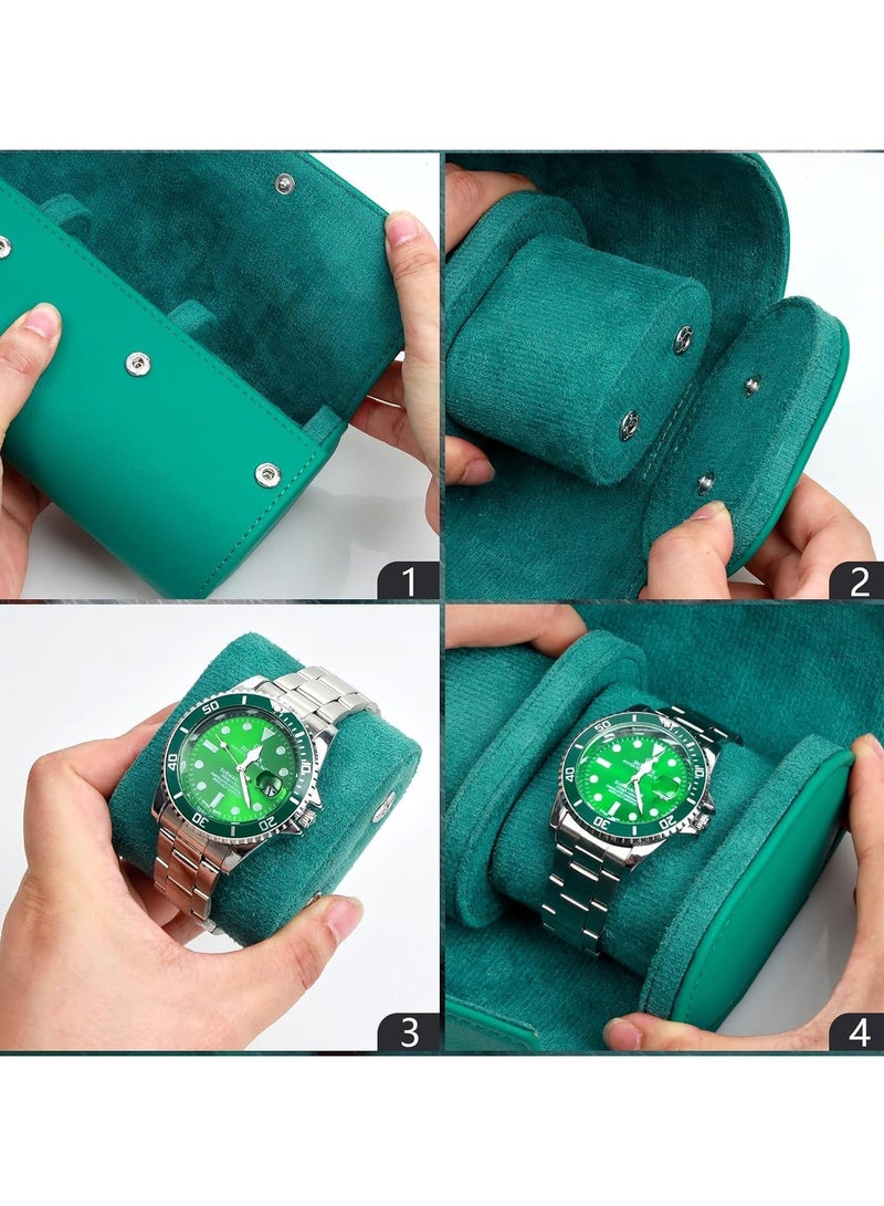Watch Roll Travel Case, Handcrafted Full-Grain Leather Watch Storage  Organizer with Removable Pillows, for Men  Women, Ideal Gift for Anniversary, Birthday, or Travel (3 Slot) - Image 2