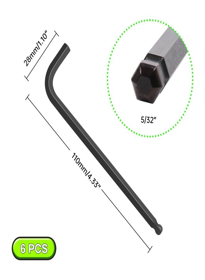 Sunkoo 5/32" Ball End Hex Key Set, 6pcs L-Shaped Allen Wrenches Long Arm, CR-V Steel, Black Oxide Finish, High Torque Repairing Tool for Furniture, Bike, Equipment Maintenance - Image 2