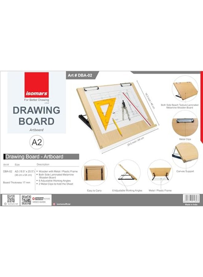Isomars لوحة رسم إيزومارس - نموذج طاولة لوحة قابلة للطي مع مشابك - لوحة رسم وتصميم (A2 (18.5 × 25.5 بوصة)) - Image 3