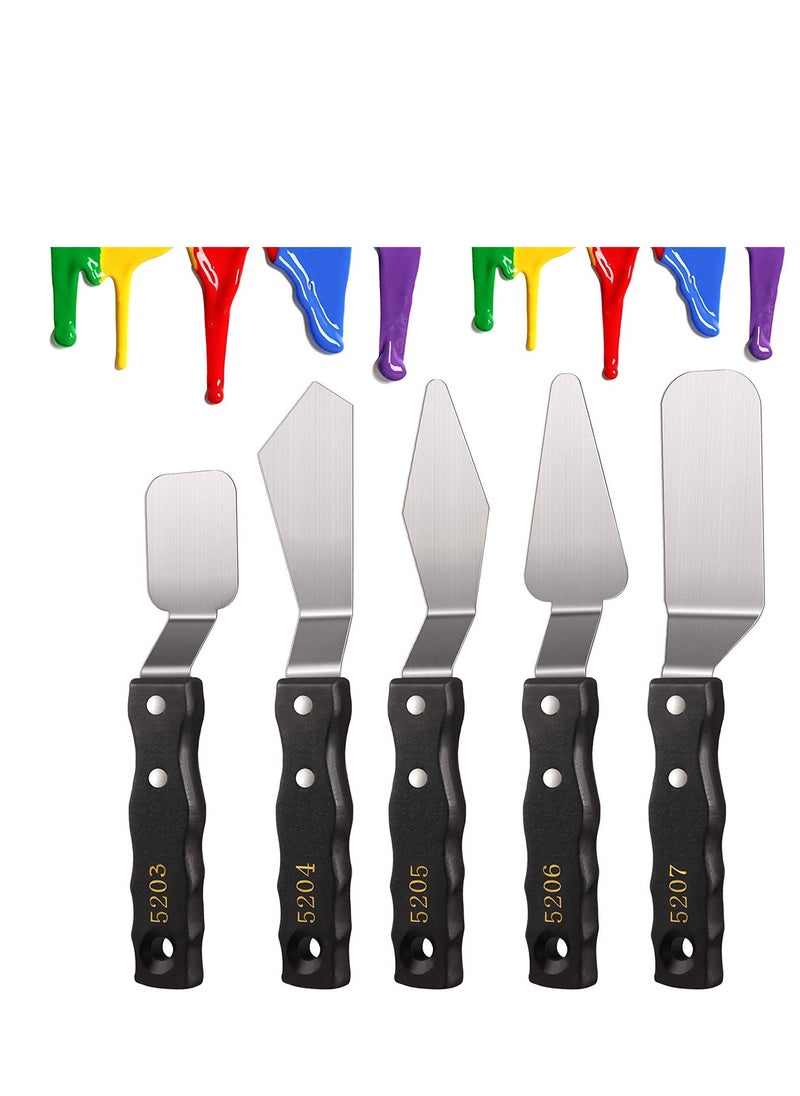 Large Painting Knife Set Pallet Knife Set Painting Mixing Scraper Stainless Steel Spatula Palette Knife Oil Painting Accessories Tools for Color Mixing Acrylic Mixing Supplies 5 Pieces  - Image 1