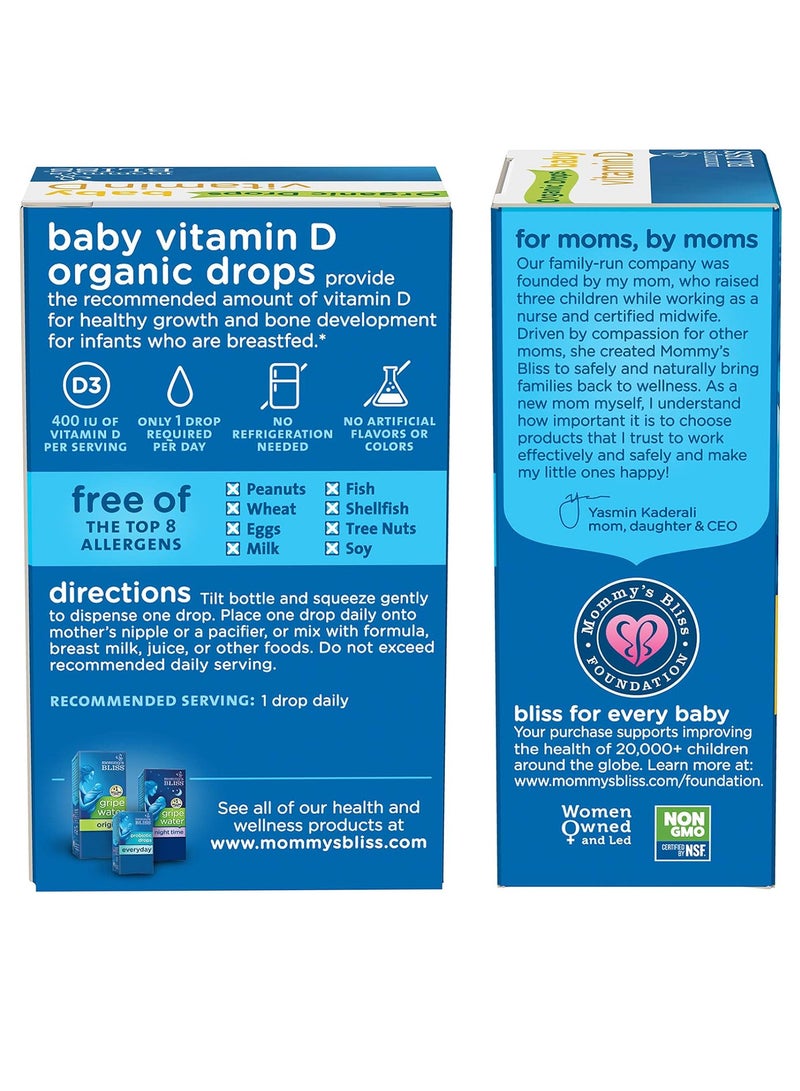 Mommy's Bliss Organic Baby Vitamin D Drops | Promotes Healthy Growth and Bone Development | Age Newborn+ | 0.11 Fl Oz (100 Servings) - Image 3