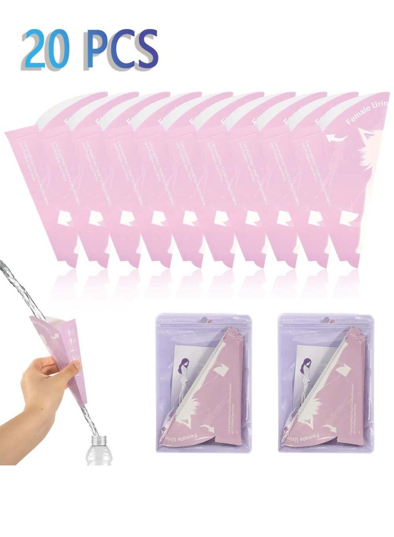 Dougez 20Pcs Disposable Female Urination Device,Portable Lightweight Women Urinal Funnel Outside Standing Pee Cup Waterproof Paper Standing Urinary Funnel for Camping, Hiking, Pregnant - Image 1