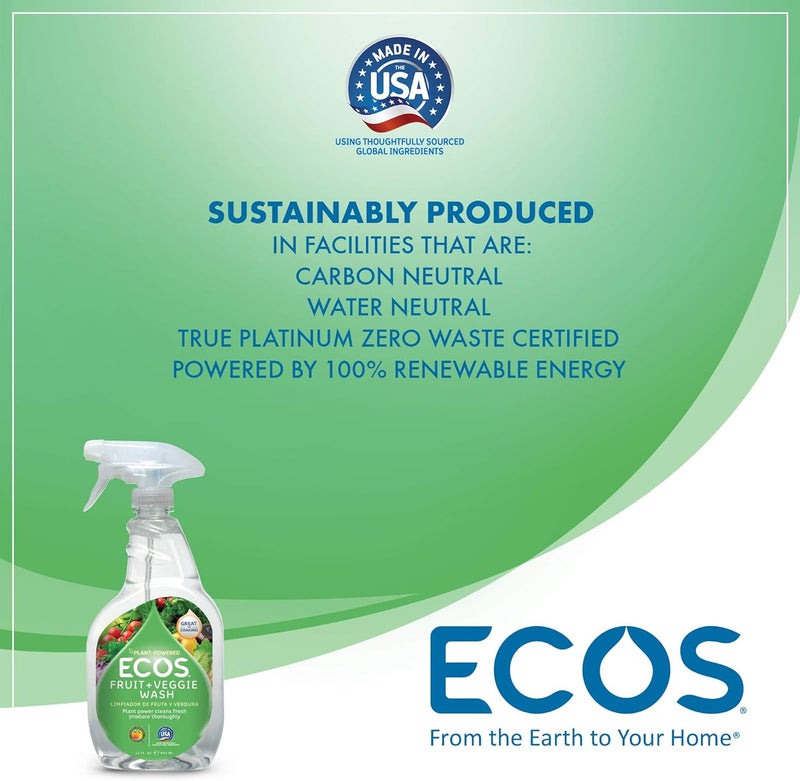 ECOS Fruit + Veggie Wash - Plant-Powered Cleaner for Fresh Produce, 22 Ounce (Pack of 2) - Image 3