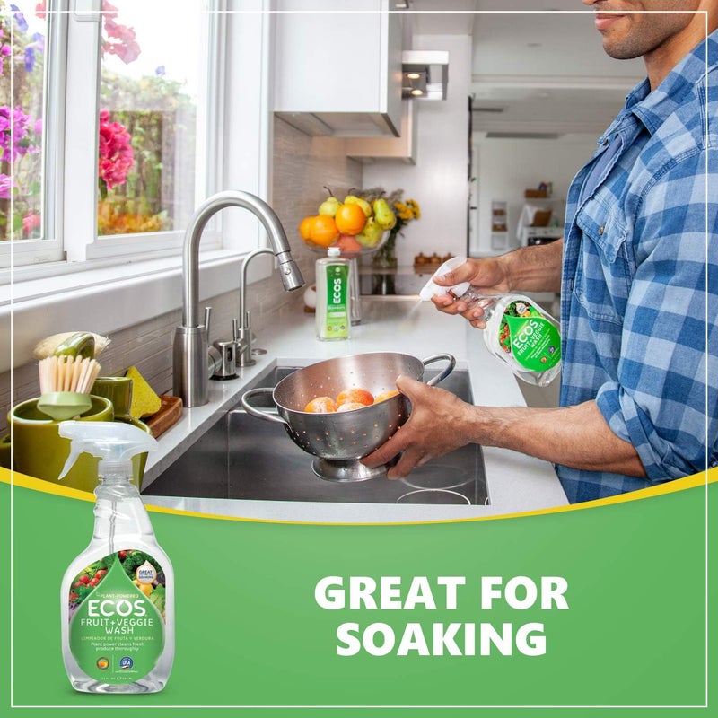 ECOS Fruit + Veggie Wash - Plant-Powered Cleaner for Fresh Produce, 22 Ounce (Pack of 2) - Image 5