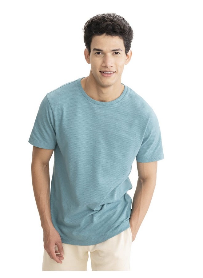DaMENSCH DAMENSCH Men’s Poly-Cotton Statement Popcorn Textured Casual T-Shirt  - Image 1