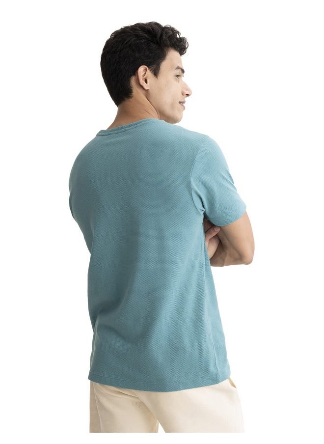 DaMENSCH DAMENSCH Men’s Poly-Cotton Statement Popcorn Textured Casual T-Shirt  - Image 5