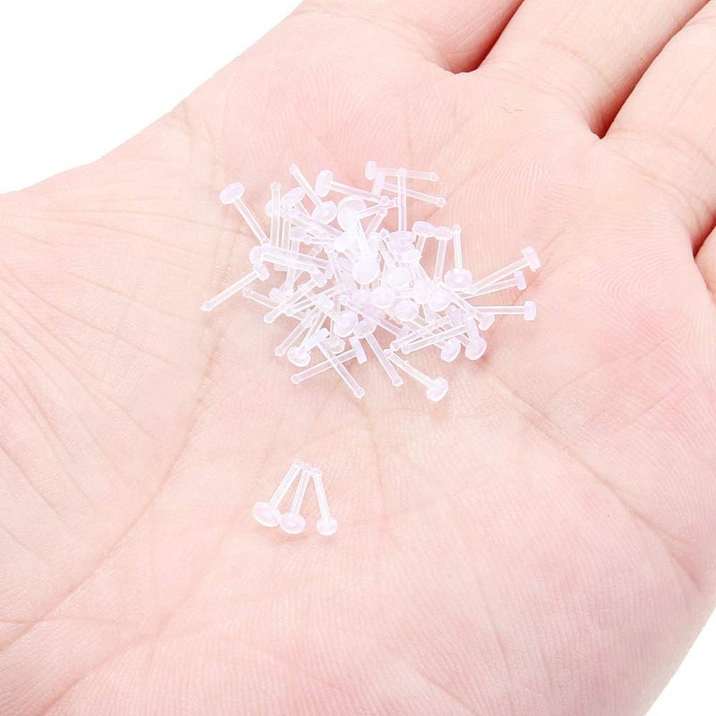 Ruifan 20G Clear Bioflex Nose Bone Ring Stud Retainer Body Jewelry Piercing Top Flat 2mm 2.5mm 3mm 20-60PCS - Image 3