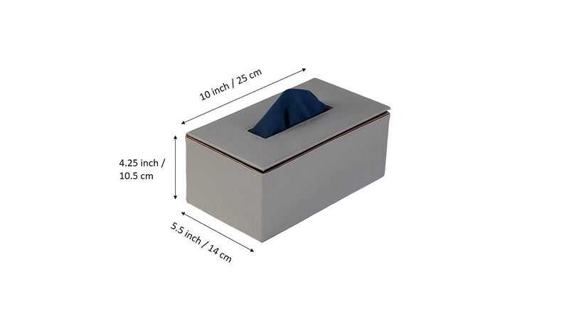 AZYEEA - Handcrafted Fine Leather Tissue Paper Holder Napkin Holder for Car Gifting, Office Desks, Cars & Home Decor | Durable & Water Resistant (Grey) - Image 4