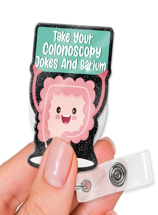 XQLZY Funny Take Your Colonoscopy Black Glitter Badge Reel Holder, Gift for Gastroenterology Graduates, Christmas Birthday Gift for Gastroenterologist Nurse Gastroenteroscopy Teacher - Image 1