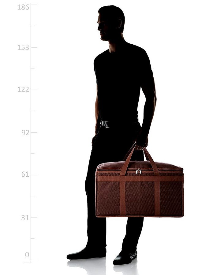Kuber Industries Kuber Industries Storage Bag | Rexine Duffle Bag | Underbed Storage Bag | 2 Side Zipper Storage Bag | Clothes Storage Bag with Handle | Wardrobe Organiser Bag | Large | Brown - Image 5