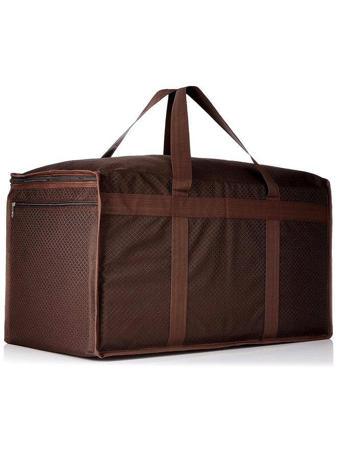 Kuber Industries Kuber Industries Storage Bag | Rexine Duffle Bag | Underbed Storage Bag | 2 Side Zipper Storage Bag | Clothes Storage Bag with Handle | Wardrobe Organiser Bag | Large | Brown - Image 1