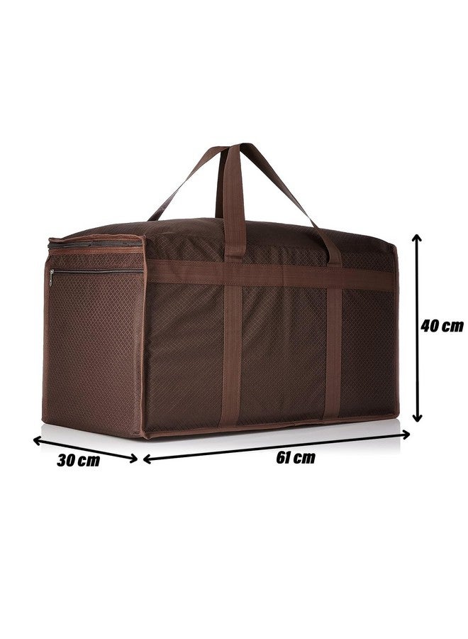 Kuber Industries Kuber Industries Storage Bag | Rexine Duffle Bag | Underbed Storage Bag | 2 Side Zipper Storage Bag | Clothes Storage Bag with Handle | Wardrobe Organiser Bag | Large | Brown - Image 3