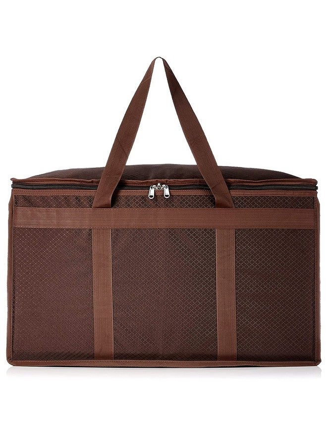Kuber Industries Kuber Industries Storage Bag | Rexine Duffle Bag | Underbed Storage Bag | 2 Side Zipper Storage Bag | Clothes Storage Bag with Handle | Wardrobe Organiser Bag | Large | Brown - Image 2