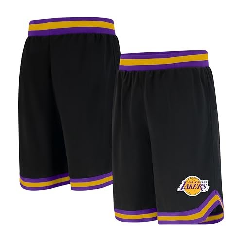 Ultra Game NBA Official Mens Active Knit Basketball Training Shorts Unisex Los Angeles Lakers Black XLarge - Image 1