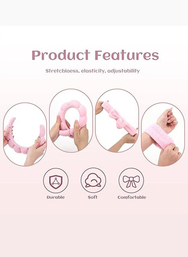Puffy Face Wash Wristband Hair Band Set For Makeup, Towel Headband For Skin Care, Sponge Makeup Hair Band For Girls, Women Spa Headband And Skin Care Headband 4pcs - Image 4