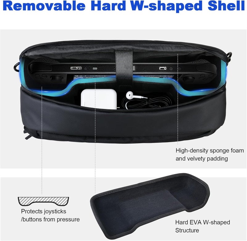 Lacdo Carrying Case for Nintendo Switch 2 / Steam Deck OLED / ROG Xbox Ally X Storage Portable Bag, Protective Crossbody Sling Bag, Steamdeck Case Switch 2 Case Bag Fit Console & Accessories, Black - Image 3