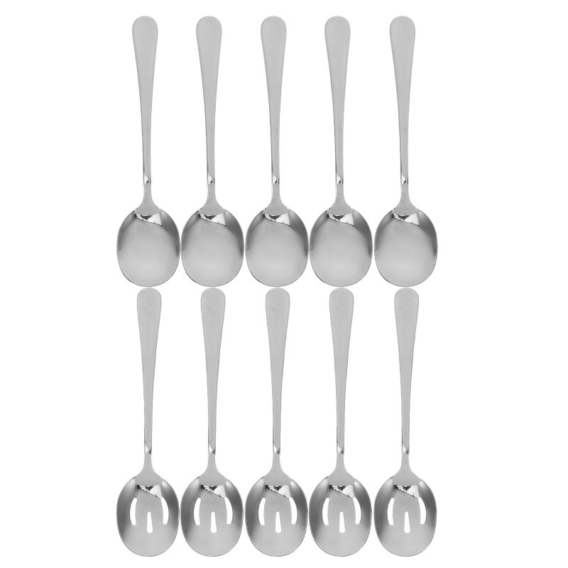 1 Set Stainless Steel Serving Utensils Includes Serving Spoons And Slotted Spoons For Parties Dinners Restaurants And Banquets - Image 4